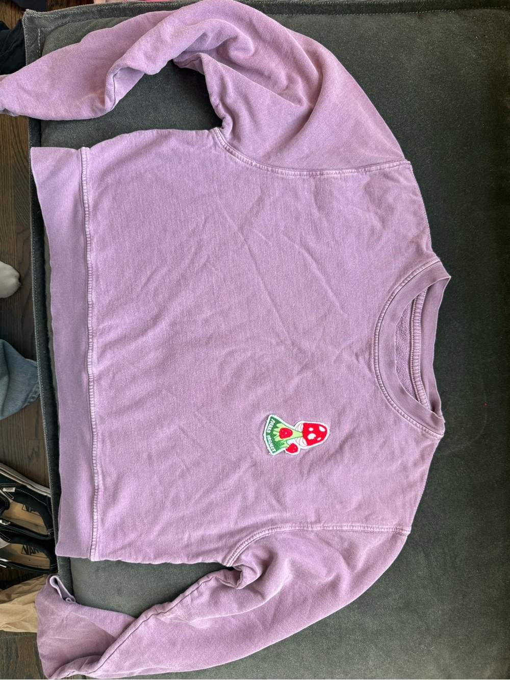 Parks Project Lavender Kids Crewneck Sweatshirt with Red Mushroom Patch